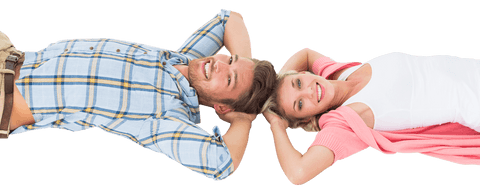 Transparent Smiling Couple Lying Down Couple Connecting Relaxing
