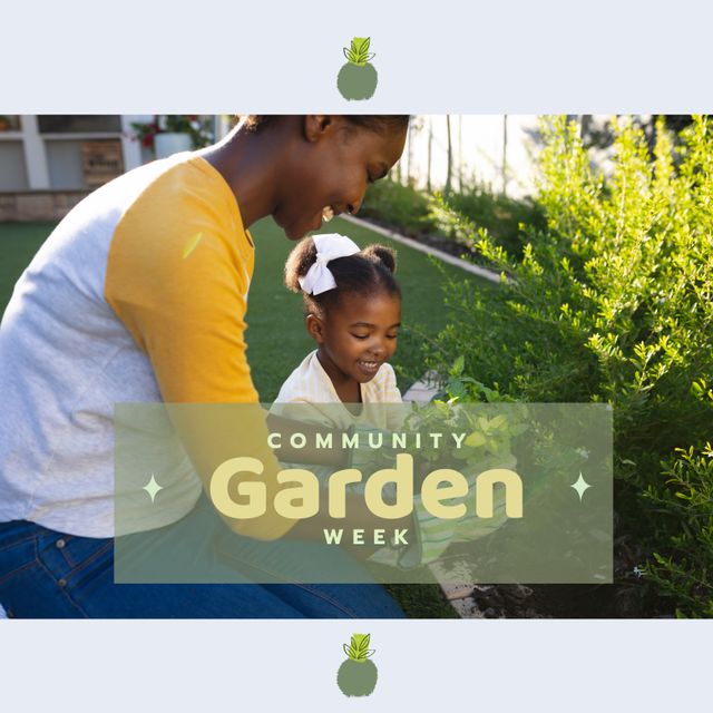 Mother and Daughter Gardening Together in Community Garden - Download Free Stock Templates Pikwizard.com