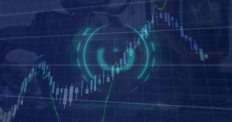 Futuristic Financial Chart With Neon Targeting Overlay