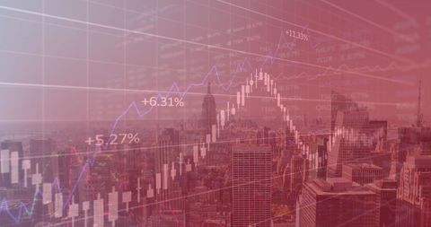Digital Finance Concept Overlay on City Skyline - Download Free Stock Images Pikwizard.com