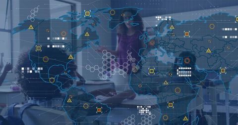 Global Educational Technology Concept in Modern Classroom