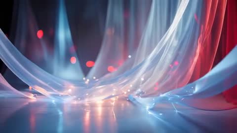 Ethereal Fabric Waves with Ambient Lights and Bokeh Effects