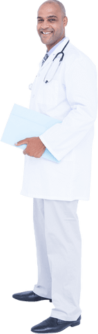 transparent background portrait of smiling male doctor holding file - Download Free Stock Videos Pikwizard.com