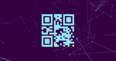 Purple Digital QR Code with Network Connections - Download Free Stock Images Pikwizard.com