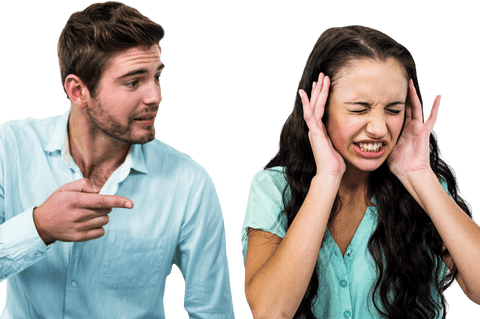 Man Pointing at Upset Woman on Transparent Background - Download Free Stock Videos Pikwizard.com