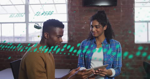 Diverse Professionals Collaborating with Data Interface