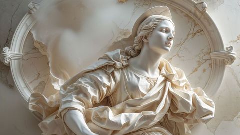 Classical marble female sculpture in decorative interior