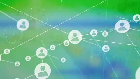 Digital Network with Linked Profile Icons on Futuristic Background