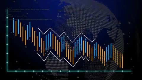 Dynamic Bar Chart Animation Underneath Digital Globe