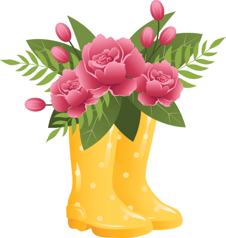 vibrant bouquet in yellow boots on transparent background - Download Free Stock Videos Pikwizard.com