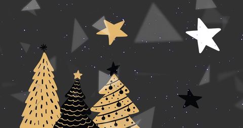 Elegant Christmas Trees on Starry Black Background