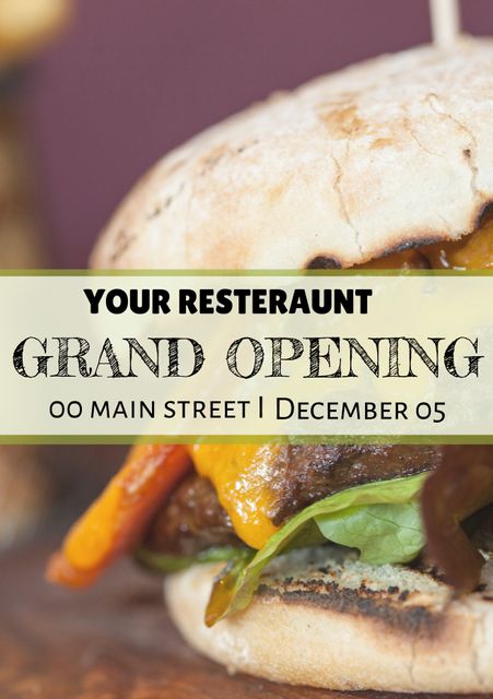 Grand Opening Announcement with Delicious Burger on Display - Download Free Stock Templates Pikwizard.com