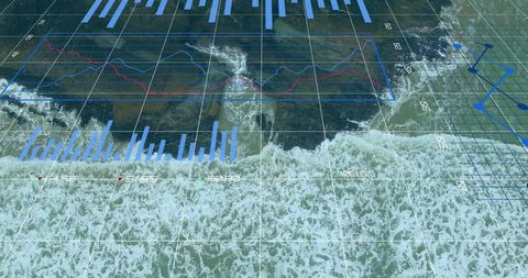 digital data displayed over aerial ocean view with infographic - Download Free Stock Images Pikwizard.com