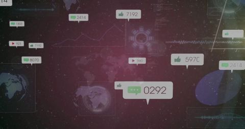 Futuristic Data Visualization with Floating UI Elements in Outer Space