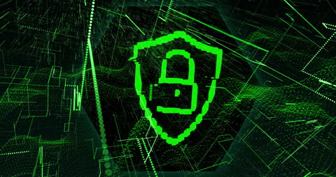 Digital Security Concept with Lock Symbol and Data Network