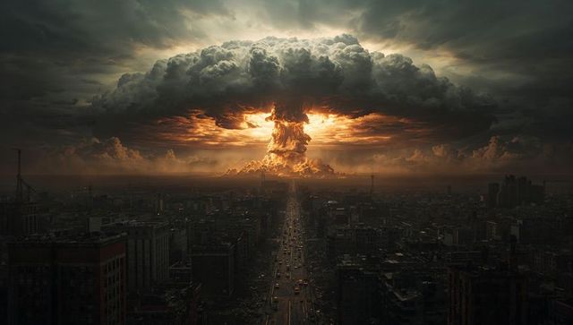 Apocalyptic Nuclear Explosion Over Metropolitan Skyline