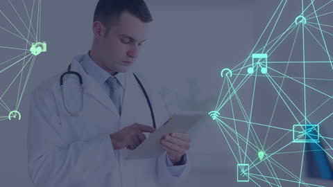Doctor Utilizing Digital Connectivity and Network Technology