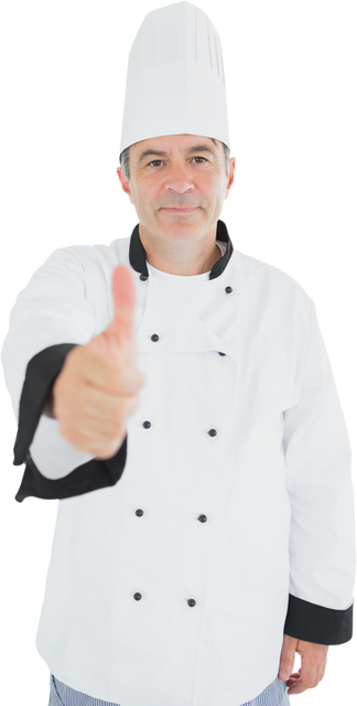 Transparent Middle-aged Chef Giving Thumbs Up In White Uniform - Download Free Stock Videos Pikwizard.com