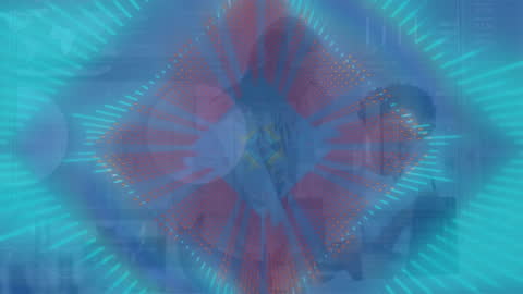 Abstract Business Collaboration with Futuristic Digital Overlay