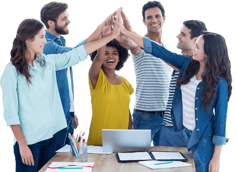 Transparent Team Celebrating High Five at Office Desk - Download Free Stock Videos Pikwizard.com
