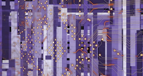 Futuristic Microprocessor Connections on Purple Graphical Background