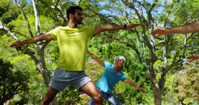 Outdoor Yoga Session Among Lush Greenery for Tranquil Exercise - Download Free Stock Images Pikwizard.com