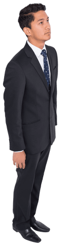 Transparent Image of Biracial Businessman Looking Up