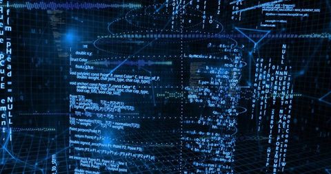 Futuristic Tech Grid with Floating Code and Data Streams - Download Free Stock Images Pikwizard.com