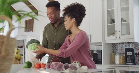 Couple Cooking Fresh Vegetables Together in Kitchen - Download Free Stock Images Pikwizard.com
