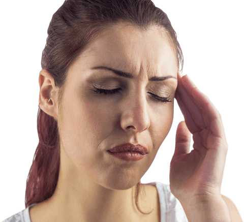 transparent face of woman having headache with hand on temple - Download Free Stock Videos Pikwizard.com