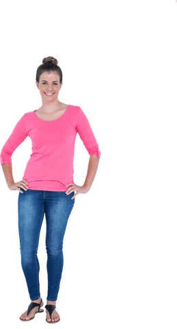 Confident Woman Standing in Casual Wear on Transparent Background