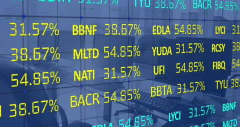 Dynamic Stock Market Data Animation in Modern Office Ambient