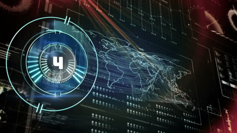 Digital Data Interface and World Map Analysis Display