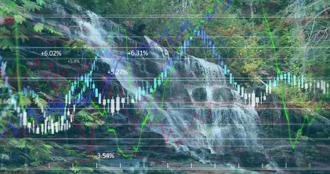 Synergy of Nature and Finance with Cascading Waterfall and Data Visuals