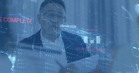 Holographic Data Display with Businessman in Background - Download Free Stock Images Pikwizard.com
