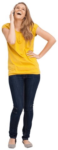 transparent joyful woman laughing during phone call in casual wear - Download Free Stock Videos Pikwizard.com