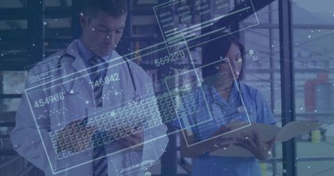 Healthcare Professionals with Digital Technological Overlays in Hospital Setting