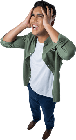 Transparent Emotional Man with Hands on Head Celebrating - Download Free Stock Videos Pikwizard.com