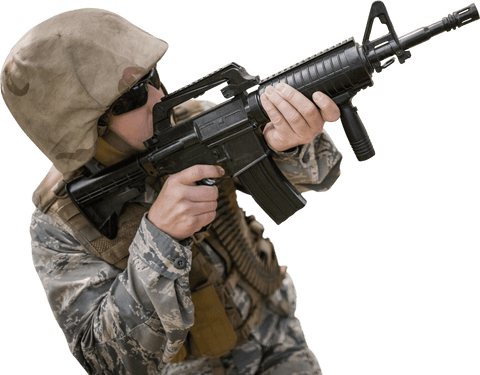 transparent solider aiming rifle in military pose - Download Free Stock Videos Pikwizard.com