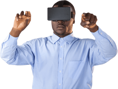 Man Interacting with Virtual Reality Experience Using Transparent Device - Download Free Stock Videos Pikwizard.com