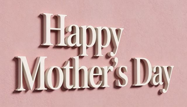 Happy mother's day 3d serif typography casting soft shadows on pastel pink wall