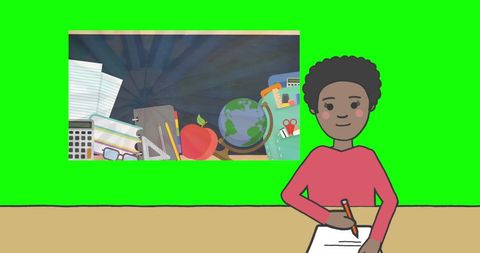 Cartoon Schoolgirl Surrounded by Learning Icons - Download Free Stock Images Pikwizard.com
