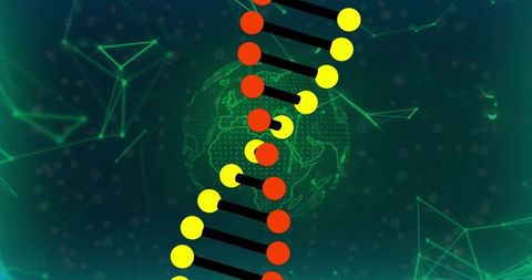 Futuristic dna helix in digital connectivity network
