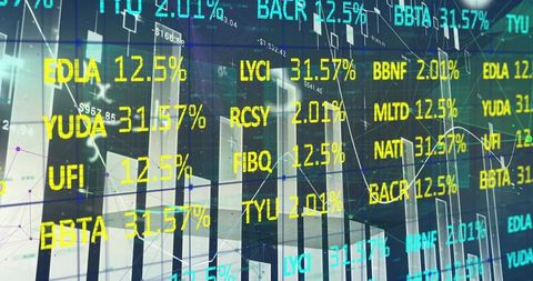 Digital interface displaying real-time financial market data