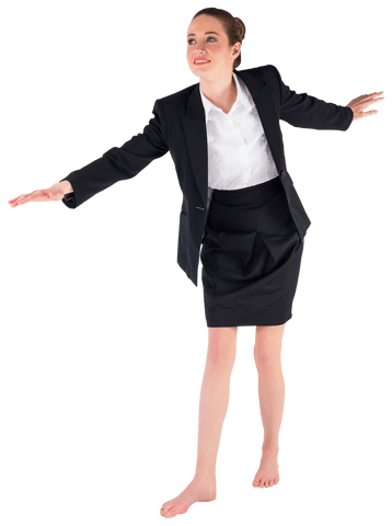 transparent businesswoman performing balancing act barefoot - Download Free Stock Videos Pikwizard.com