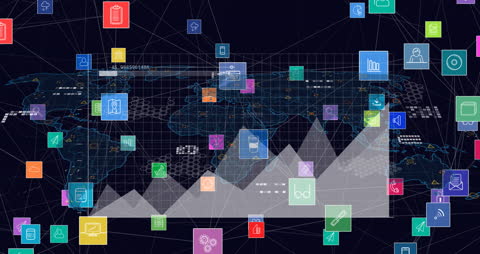 Global Digital Network with Statistics Data Visuals