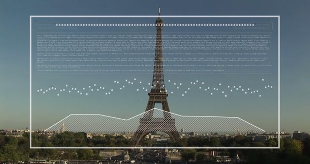 The eiffel tower in paris from the trocadero. Global business and digital interface concept digitally generated image.