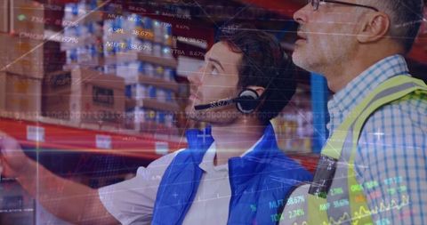 Warehouse team utilizing digital technology for inventory management