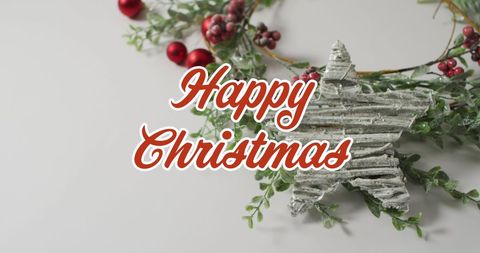 Happy Christmas Greeting with Festive Wreath Design