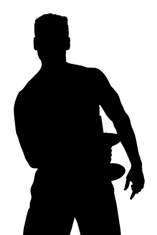 Silhouette man lifting dumbbell with transparent background